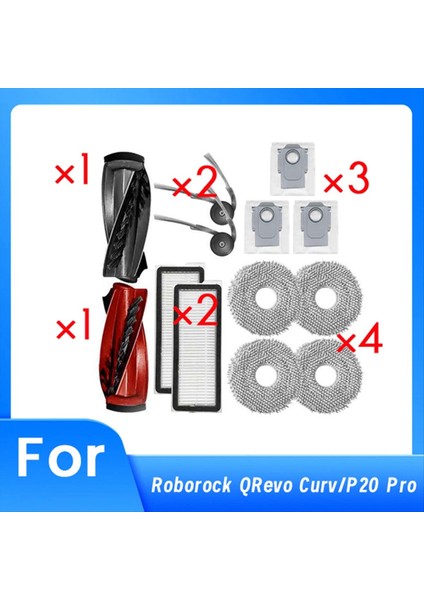 Roborock Qrevo CURV/P20 Pro Süpürge Aksesuarları Ana Yan Fırça Filtre Bezi Toz Torbası Temizleyici Parça Değişimi (Yurt Dışından)