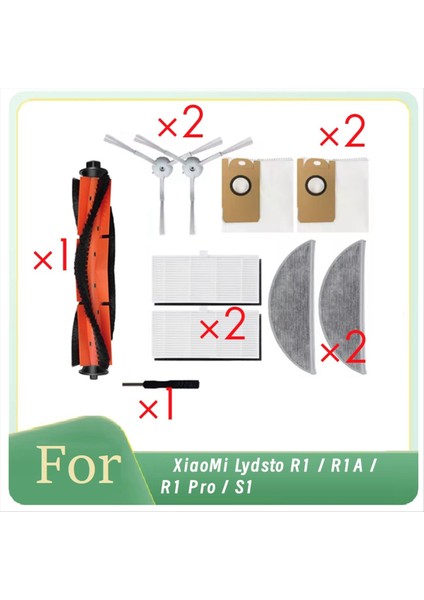 Xiaomi Lydsto R1 / R1A / R1 Pro / S1 Robot Süpürge Silindiri Yan Fırça Hepa Filtre Paspas Pedi Toz Torbası Için 10 Adet (Yurt Dışından)