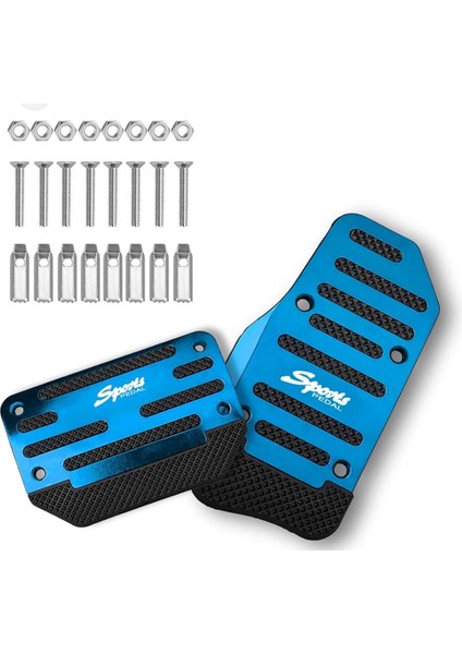 Araba Pedal Seti Spor Kaymaz Otomatik Araba Gaz Fren Pedalı Kapağı Mavi