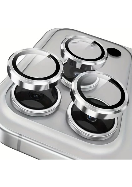 Iphone 17 Pro Gümüş Safir Kamera Koruyucu Lens Antisitatik Tam Koruma Darbelere Karsı Koruma