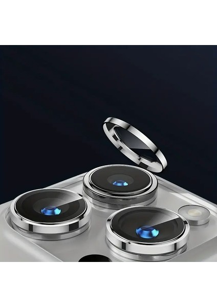 Iphone 17 Pro Gümüş Safir Kamera Koruyucu Lens Antisitatik Tam Koruma Darbelere Karsı Koruma