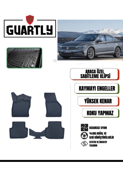 Volkswagen Passat B8 2015-2022 Uyumlu Araca Özel 4d Premium Havuzlu Oto Paspas Takımı