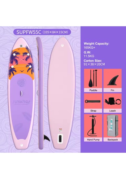 Island Expoler Şişme Sup Board/stand Up Paddle Board 335X85X15 cm Mor fırsatları