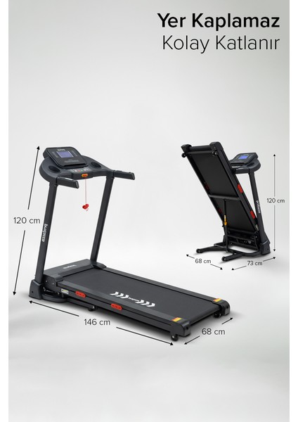 Zeta Otomatik Eğim Koşu Bandı, LED Ekran, Kolay Kurulum, Katlanabilir, 0-14KM/SA fiyatları