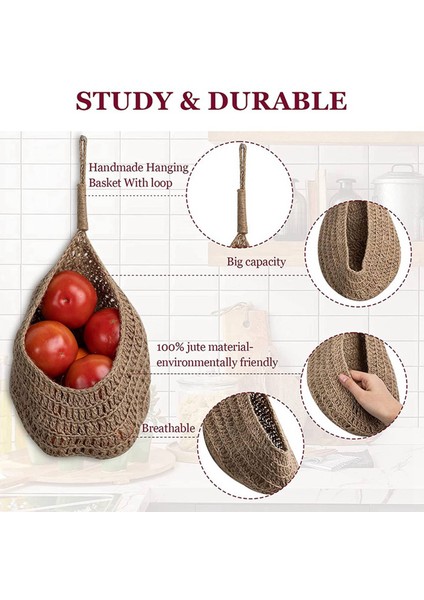 Kiler Için Asılı Sicim Soğan Sepeti Patates Sarımsak Kiler Depolama Sepetleri Boho Duvar Sepetleri 4pcs (Yurt Dışından) indirimleri