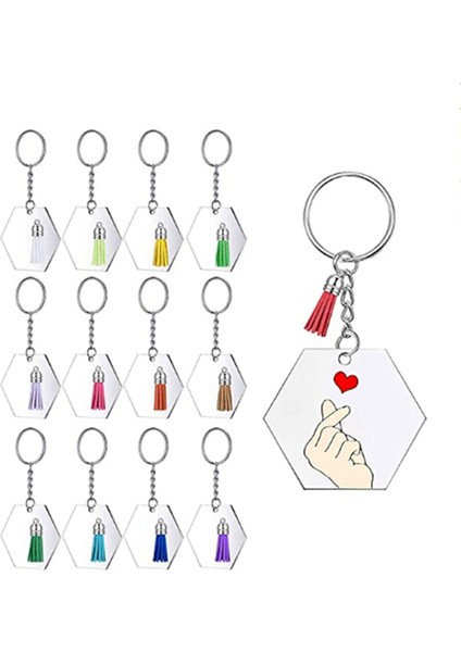 144PCS Akrilik Şeffaf Diskler Altıgen Keychain Boşluklar Takılar ve Püskül Kolye Dıy El Sanatları Için Zincirle Anahtarlama (Yurt Dışından) fırsatları