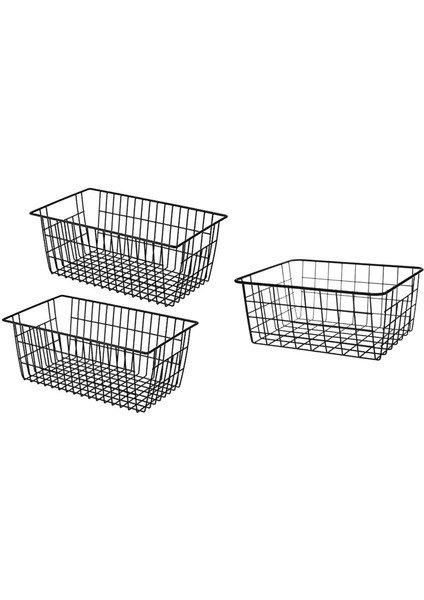 3 Pcs Depolama Sepetleri Metal Sepet Çabuk Banyo Mutfak Organizatörü Siyah A &amp B (Yurt Dışından)