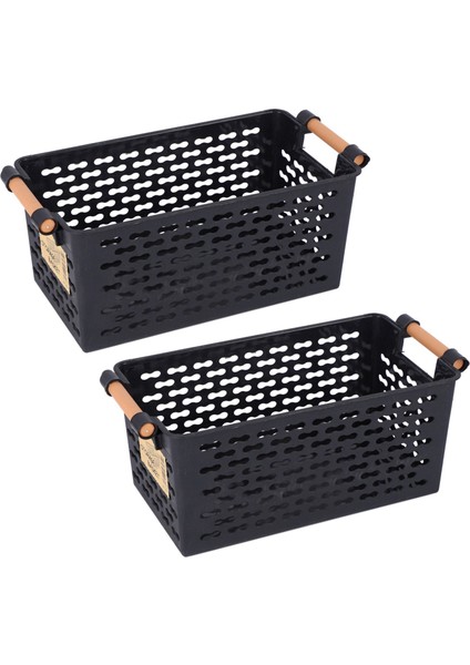 3x Plastik Masaüstü Depolama Sepeti Dikdörtgen Banyo Taşınabilir Saklama Kutusu Banyo Sepet Mutfak Enkaz Sepetleri Siyah (Yurt Dışından)