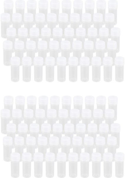 100X Plastik Örnek Şişe 5ml Test Tüpü Laboratuvar Küçük Flakon Depolama Kabı + Kapak (Yurt Dışından)