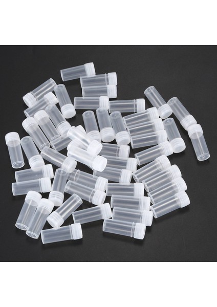 100X Plastik Örnek Şişe 5ml Test Tüpü Laboratuvar Küçük Flakon Depolama Kabı + Kapak (Yurt Dışından) fiyatları