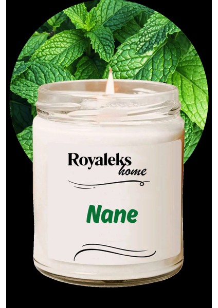 Doğal Özel Seri Kokulu Dekoratif Kavanoz Mum 210 cc - Nane Esansı - Ryl