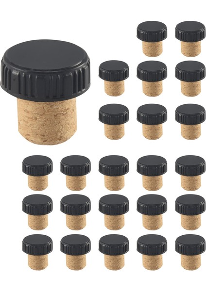 24 Adet Fişleri Tatma Mantarları T-Şekilli Şarap Mantarları Üst Ahşap Şarap Şişesi Durdurucu Şişe Fişleri (Yurt Dışından)