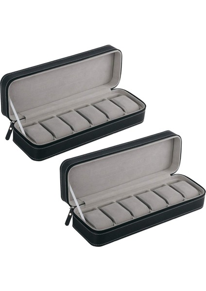 2x 6 Yuva Izleme Kutusu Taşınabilir Seyahat Fermuarı Kılıfı Toplayıcı Depolama Mücevher Depolama Kutusu (Siyah) (Yurt Dışından)