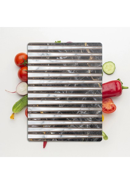 Cam Kesme Tahtası ve Sunumluk Pi Natura Karışık Mermer Desenli 30X40 cm modelleri