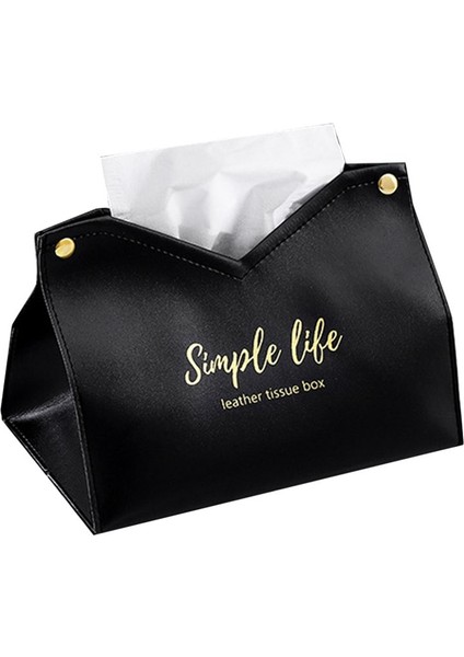 Pu Deri Doku Kutusu Kasa Retro Doku Konteyneri Ev Peçete Tutucu Masaüstü Kağıt Saklama Kutusu Pompalama Kutusu Siyah (Yurt Dışından)