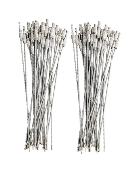 60PCS Paslanmaz Çelik Vidalı Kilitleme Tel Anahtarlık Kablo Anahtar Halkaları Açık Aksesuar (Yurt Dışından)