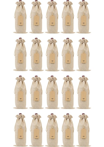 Çuval Bezi Şarap Çantaları Şarap Çantaları Drawstrings Tek Yeniden Kullanılabilir Şarap Şişesi Kapakları Halat ve Etiketler (20 Pc) (Yurt Dışından)