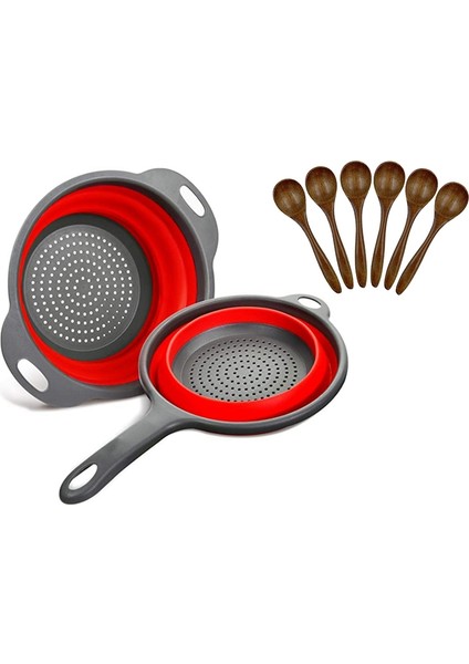 1 Uzatılabilir Kolları ve 6 Adet 5 3 Inç Doğal Çorba Kaşıkları Olan Katlanabilir Silikon Kehanetleri ve Süzgeçleri Ayarlayın (Yurt Dışından)