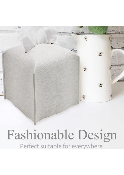 2x Doku Kutusu Kapak Tutucu Kare Pu Deri Yüz Doku Kutusu Rulo Kağıt Dağıtıcı Banyo Soyunma Masası-Beyaz (Yurt Dışından) modelleri