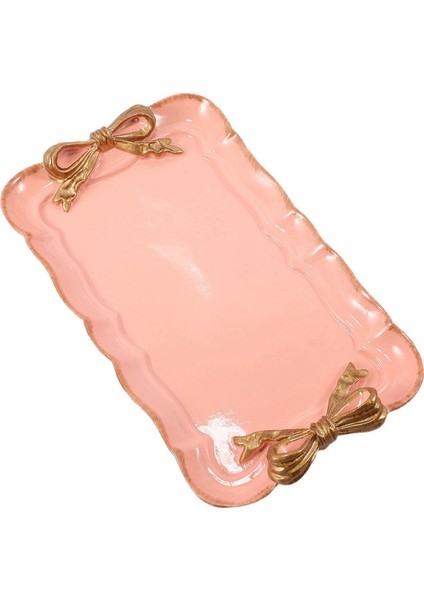 2x Avrupa Tarzı Yay Kek Depolama Tepsileri Makyaj Organizatörü Tatlı Tabak Kare Tepsisi Tepsisi Mutfak Tepsileri 12X20CM Pembe (Yurt Dışından) fırsatları