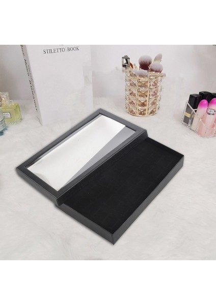 2x 36 Slot Mücevher Kutusu Yüzük Depolama Küpe Ekran Kutusu Takı Organizatör Tutucu Şeffaf Pencere Gösterisi Kılıf Siyah (Yurt Dışından) fırsatları