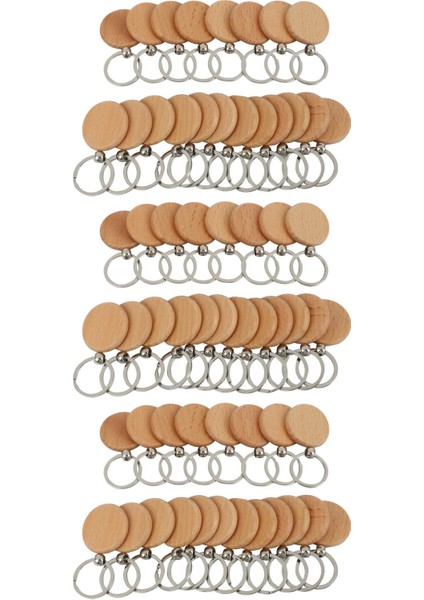 60PCS Boş Yuvarlak Ahşap Anahtarlık Diy Ahşap Anahtarlık Anahtar Etiketi Si (Yurt Dışından)