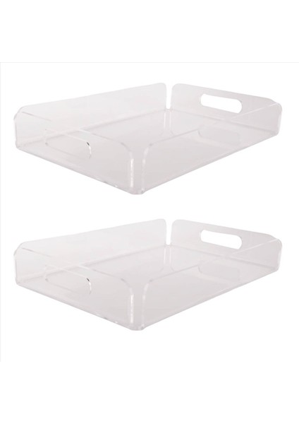 2x Şeffaf Akrilik Tepsisi Akrilik Snack Plakası Çok Fonksiyonlu Depolama Plakası Banyo Havlu Tepsisi (Yurt Dışından)