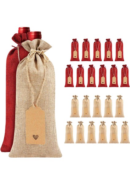 24 Adet Çuval Örgü Şarap Torbaları Şarap Çantaları Şarap Şişesi Çantaları Drawstrings Etiketler ve Halatlar Yeniden Kullanılabilir Şarap Şişesi Kapakları (Yurt Dışından) fiyatları