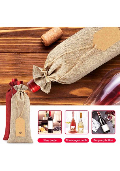 24 Adet Çuval Örgü Şarap Torbaları Şarap Çantaları Şarap Şişesi Çantaları Drawstrings Etiketler ve Halatlar Yeniden Kullanılabilir Şarap Şişesi Kapakları (Yurt Dışından) fırsatları