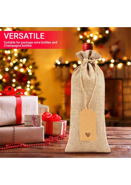 24 Adet Çuval Örgü Şarap Torbaları Şarap Çantaları Şarap Şişesi Çantaları Drawstrings Etiketler ve Halatlar Yeniden Kullanılabilir Şarap Şişesi Kapakları (Yurt Dışından) indirimleri