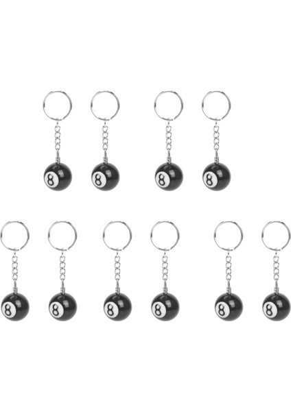 10X Bilardo Topu Anahtar Zinciri Anahtar Yüzüğü Mutlu (Yurt Dışından)