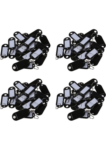 80 Pcs Anahtar Kimlik Etiket Etiketleri Bölünmüş Halka Keyasyon Anahtarlık Siyah (Yurt Dışından)