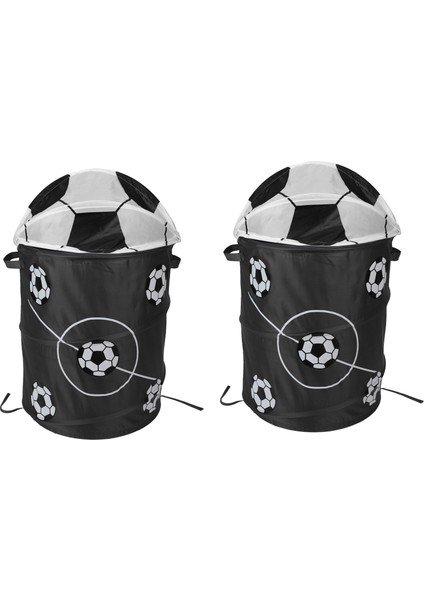 2x Futbol Modelleme Katlanabilir Çamaşır Sepeti Depolama Fıçısı Depolama Namlu Polyester Bez Oyuncak Mağazası (Yurt Dışından)