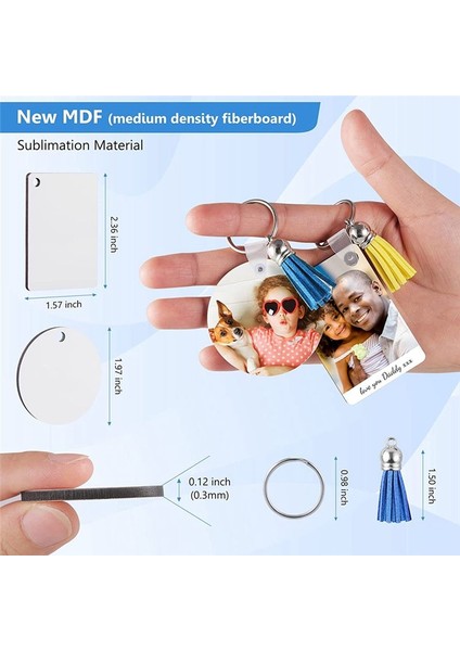 160PCS Mdf Süblimasyon Boşlukları Anahtarlık Toplu Süblimasyon Anahtarlık Boşlukları Anahtar Halka ile Dıy Zanaat Yapımı Için Çift Taraflı (Yurt Dışından) fiyatları