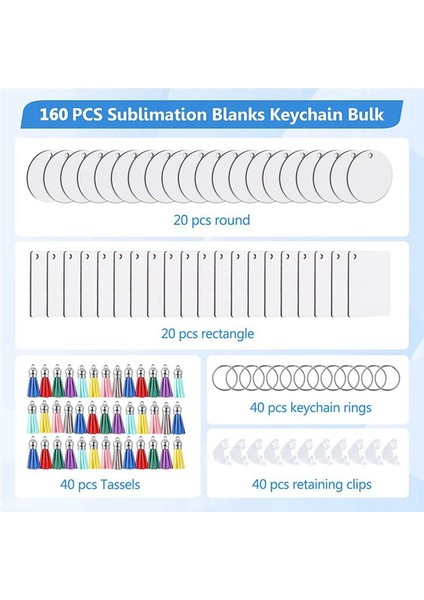 160PCS Mdf Süblimasyon Boşlukları Anahtarlık Toplu Süblimasyon Anahtarlık Boşlukları Anahtar Halka ile Dıy Zanaat Yapımı Için Çift Taraflı (Yurt Dışından) indirimleri