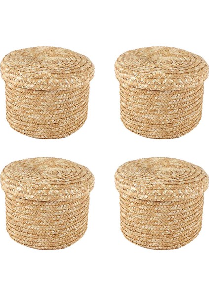 4x Buğday Saman Dokuma Depolama Sepeti Sepeti Yenilikçi Sepet Rustik Doğal Kahverengi Kaplama Sepeti (Orta) (Yurt Dışından)