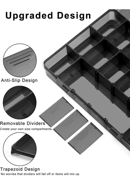 4x Plastik Istiflenebilir Organizatör Kabı Ayarlanabilir Bölücüler 18 Çıkarılabilir Izgara Bölmeli Plastik Kutu (Yurt Dışından) fırsatları