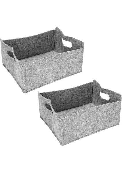 2 Adet Keçe Depolama Sepeti/çöp Kutusu Katlanabilir ve Kullanışlı Depolama Çözümü (Yurt Dışından)