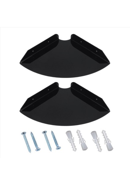 2 Adet Akrilik Duvar Montaj Yüzen Köşe Rafları Çeyrek Duş Raf Asılı Köşe Rafları Duvar Ekran (Siyah) (Yurt Dışından)