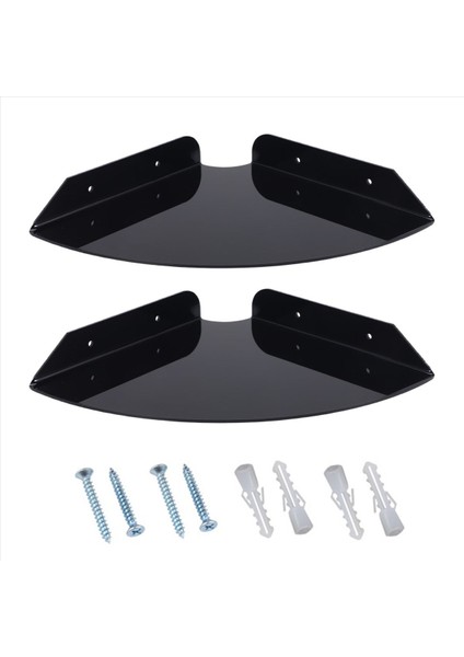 2 Adet Akrilik Duvar Montaj Yüzen Köşe Rafları Çeyrek Duş Raf Asılı Köşe Rafları Duvar Ekran (Siyah) (Yurt Dışından) modelleri