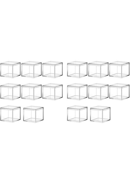 16 Adet Şeffaf Akrilik Plastik Kare Kare Mücevher Kutusu Kapak Mini Kare Kaplı Mini Saklama Kutusu 120ML (Yurt Dışından)
