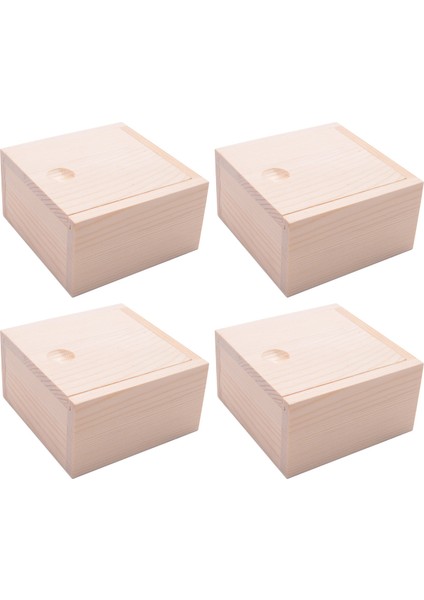 4x Küçük Düz Ahşap Saklama Kutusu Kasa Mücevher Için Küçük Aletler Ahşap Rengi (Yurt Dışından)
