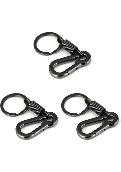 3x Sağlam Karabiner Anahtar Zinciri Anahtar Yüzük Cilalı Ana Zincir Yay Ana Zinciri Iş Bel Anahtar Zinciri Siyah (Yurt Dışından)