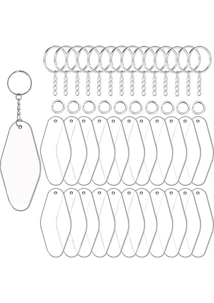 30 Set Akrilik Boş Anahtar Etiket Kiti 30 Motel Otel Şekli Akrilik Saç 30 Anahtar Yüzük ve 30 Atlama Halkası (Yurt Dışından)