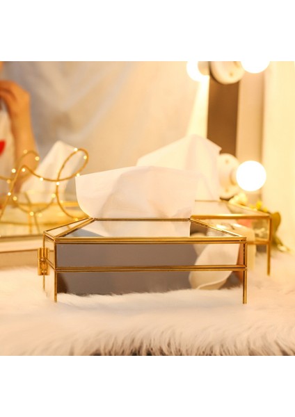 2x Lüks Avrupa Tarzı Pratik Ayna Cam Doku Kutusu Su Geçirmez Kağıt Havlu Tutucu Soyunma Masası Tepsisi Dekor - M (Yurt Dışından) indirimleri