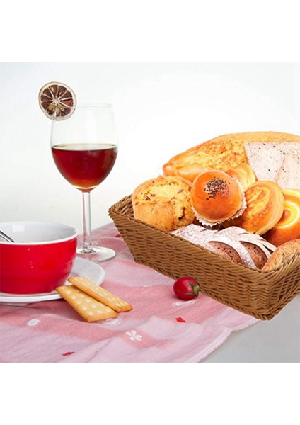 4x Plastik Rattan Sepet Ekmek Sepeti Ekmek Dükkanı Süpermarket Ekran Sepet Dokuma Masa Gıda Meyve Kahverengi (Yurt Dışından) indirimleri