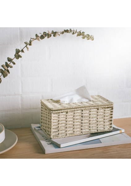 4x Rattan Doku Kutusu Vintage Peçete Tutucu Kasa Dağınık Depolama Konteyneri Kapağı Oturma Odası Masası Dekorasyonu (Bej) (Yurt Dışından) indirimleri