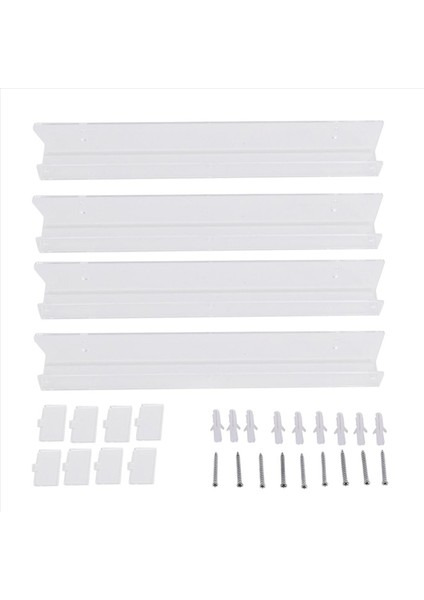 4pcs Akrilik Açık Yüzen Kitaplık Görünmez Duvara Bağlı Kitaplık Modern Resim Ekran Oyuncak Organizatör Kayıt Rafı (Yurt Dışından)