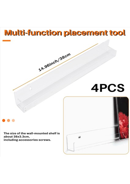 4pcs Akrilik Açık Yüzen Kitaplık Görünmez Duvara Bağlı Kitaplık Modern Resim Ekran Oyuncak Organizatör Kayıt Rafı (Yurt Dışından) indirimleri