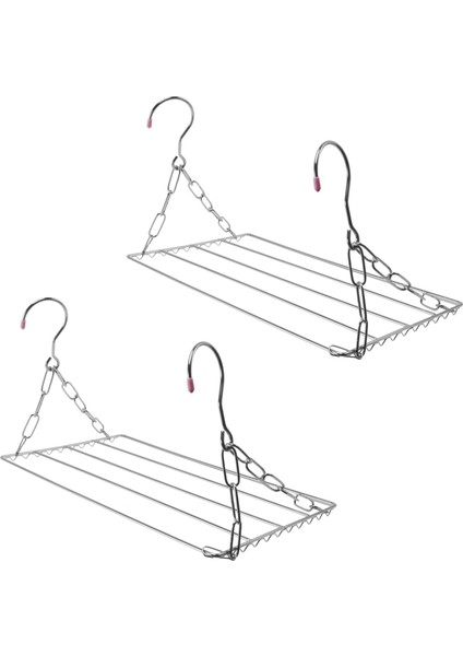2x Çok Fonksiyonlu Giysiler Kurutma Rafı Paslanmaz Çelik Çamaşır Giysisi Takılı Kıyafetler Havlular Çoraplar Için Askı (Yurt Dışından)